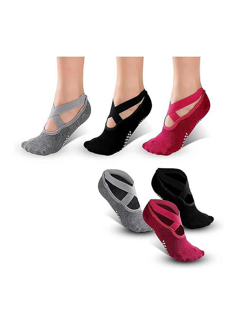 RATSAW Yoga Socks Non Slip Pilates Socks with Straps Cotton Five Toe Grip Socks for Pilates Ballet Barre Barefoot Workout Dance Sweat Absorption  - Image 1