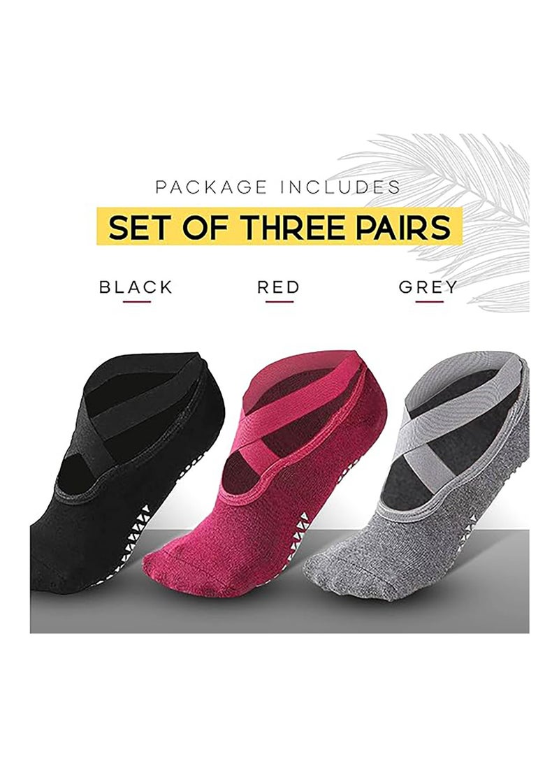 RATSAW Yoga Socks Non Slip Pilates Socks with Straps Cotton Five Toe Grip Socks for Pilates Ballet Barre Barefoot Workout Dance Sweat Absorption  - Image 2