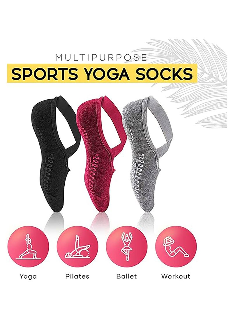 RATSAW Yoga Socks Non Slip Pilates Socks with Straps Cotton Five Toe Grip Socks for Pilates Ballet Barre Barefoot Workout Dance Sweat Absorption  - Image 3