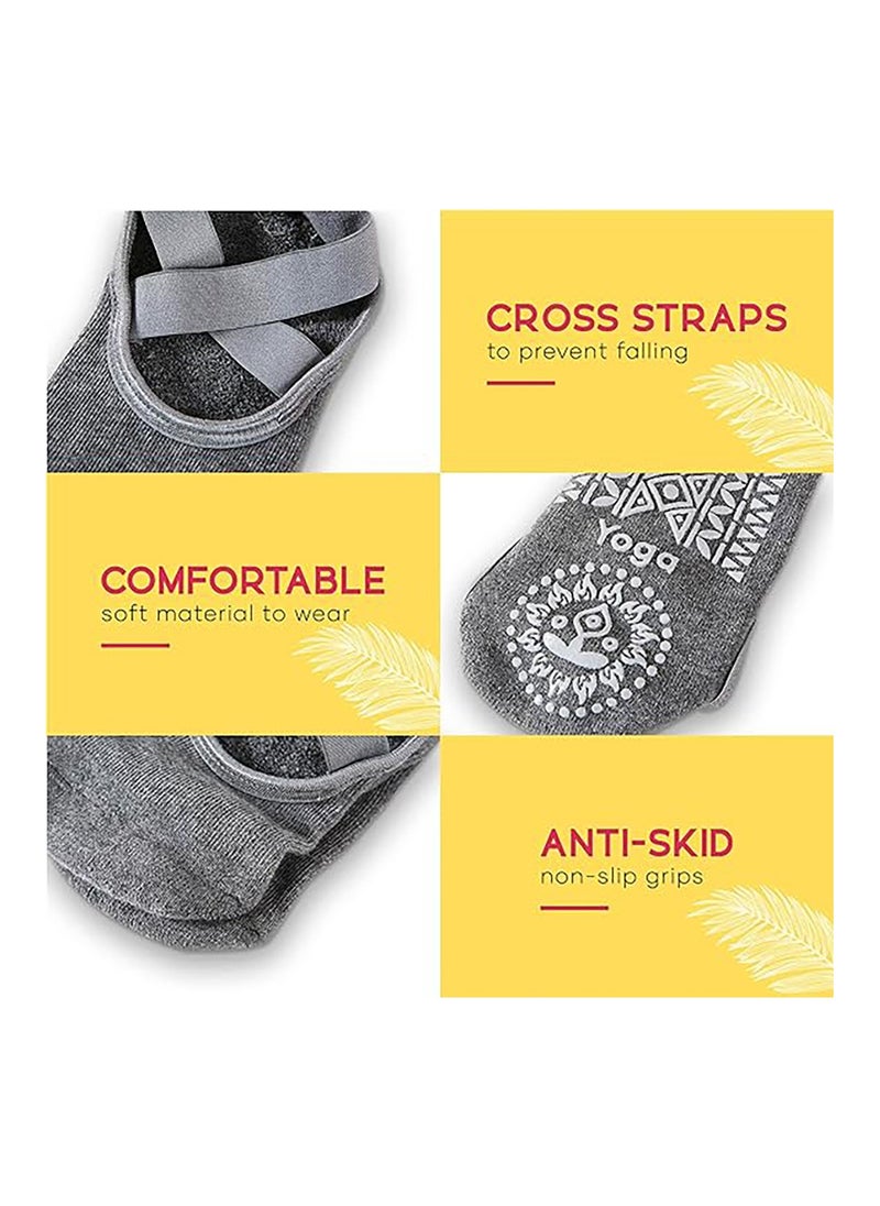 RATSAW Yoga Socks Non Slip Pilates Socks with Straps Cotton Five Toe Grip Socks for Pilates Ballet Barre Barefoot Workout Dance Sweat Absorption  - Image 4