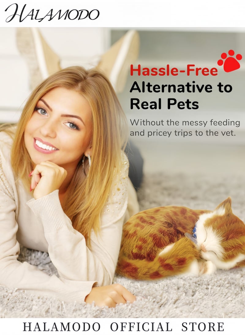 HALAMODO Sleeping Cat in Pet Pad Doll Toy Realistic Lifelike Stuffed Interactive Pet Toy Companion Pet with 100% Handcrafted Synthetic Fur Decor Hand Toy Gift for Kids Boys Girls  - Image 4