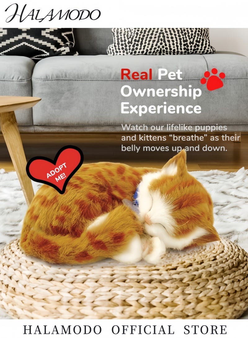 HALAMODO Sleeping Cat in Pet Pad Doll Toy Realistic Lifelike Stuffed Interactive Pet Toy Companion Pet with 100% Handcrafted Synthetic Fur Decor Hand Toy Gift for Kids Boys Girls  - Image 3
