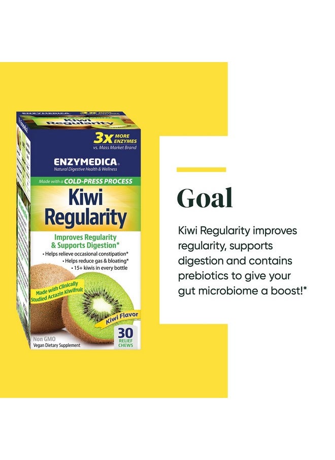 ENZYMEDICA Kiwi Regularity Chews Digestive Aid For Occasional Constipation 30 Chews  - Image 3