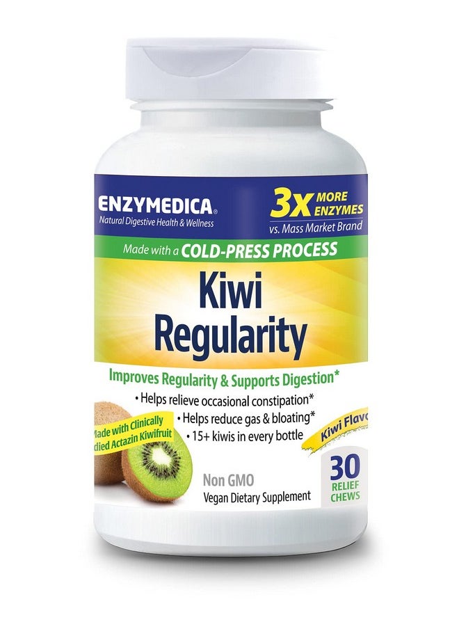 ENZYMEDICA Kiwi Regularity Chews Digestive Aid For Occasional Constipation 30 Chews  - Image 2
