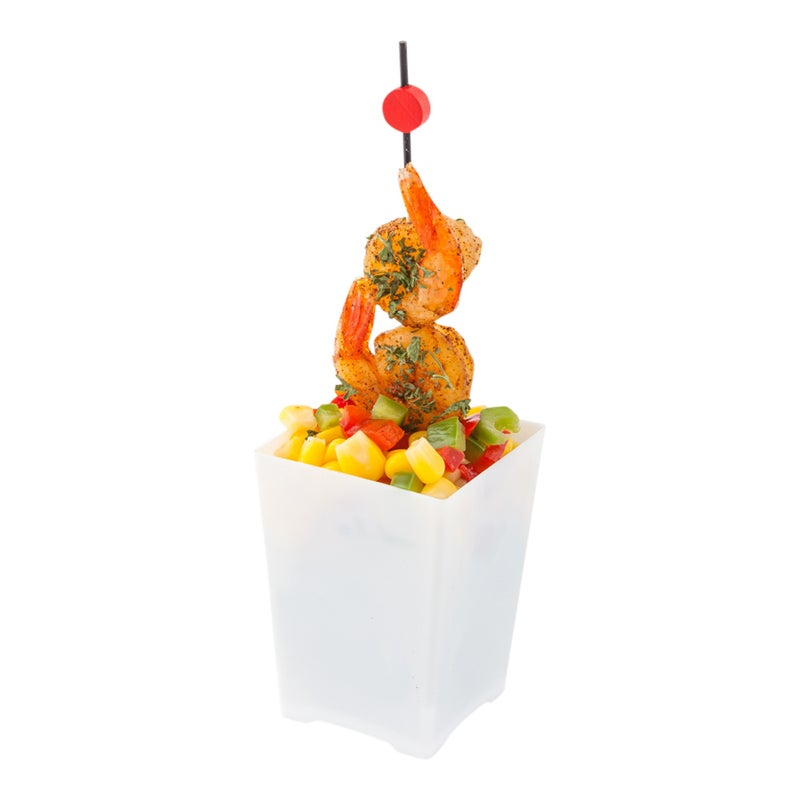 Restaurantware-4 Ounce Mini Dessert Cups, 100 Square Small Appetizer Cups - Tall, Heavy-Duty, White Plastic Disposable Parfait Cups, Serve Mousse, Puddings, Or Samples, For Weddings Or Parties - Image 2