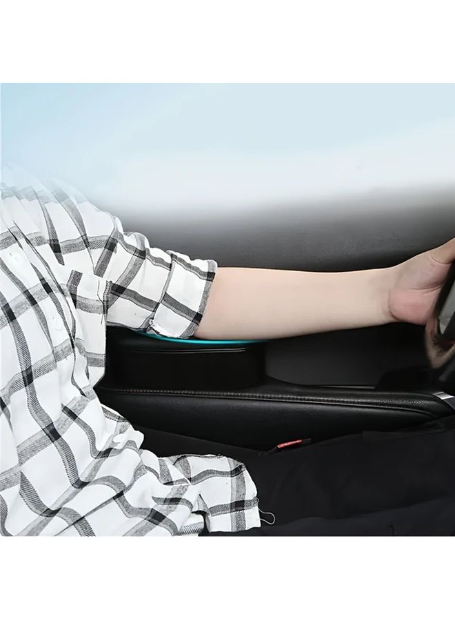 Beige Car Armrest Door Storage Box PU Leather Lift Up Elbow Pad Support - Image 2