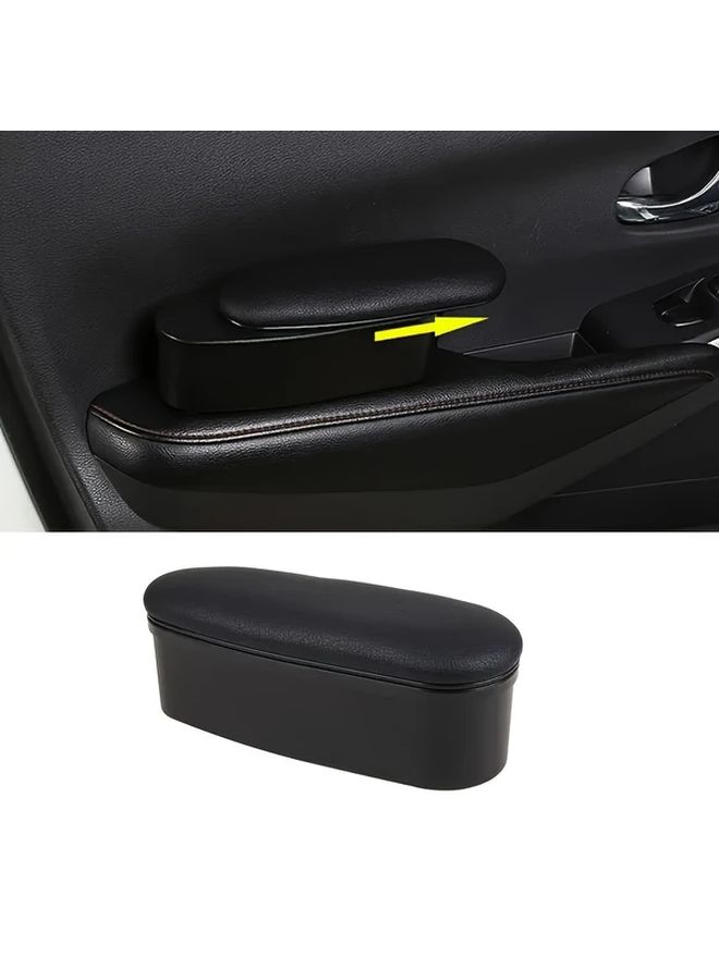 Beige Car Armrest Door Storage Box PU Leather Lift Up Elbow Pad Support - Image 5