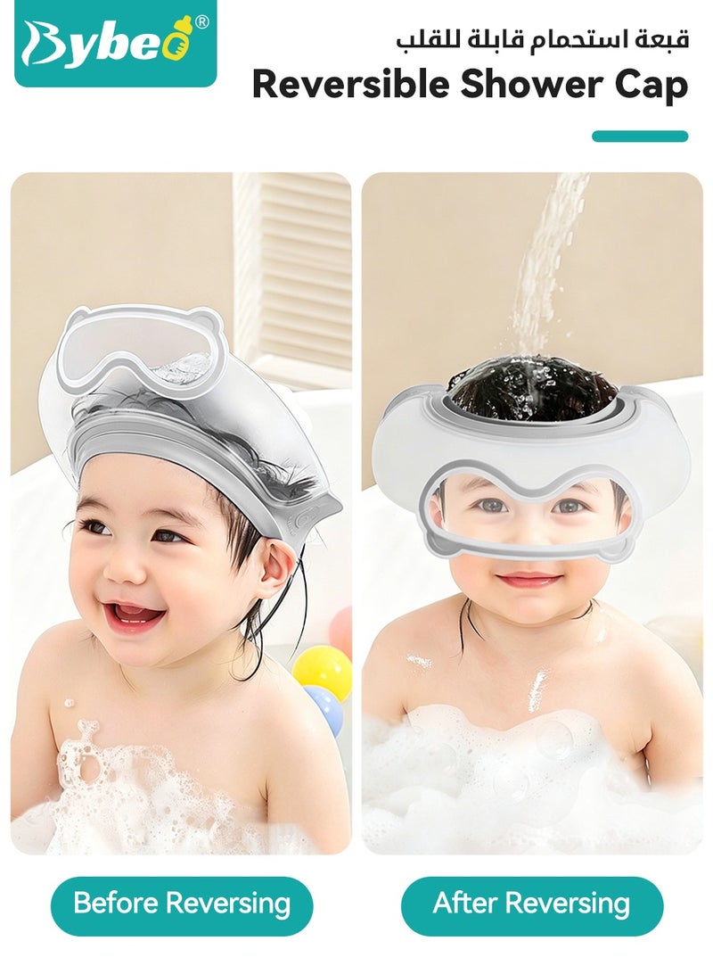 Bybeo 3 PCS Kids Bath Shampoo Set, Baby Shower Cap, Shower Cup with Hair Shampooing Brush for Toddlers, Toddler Hair Washing Shield, Adjustable Bath Hats for Kids, Silicone Visor Guard Shower Cap for Eye and Ear Protection - Image 4
