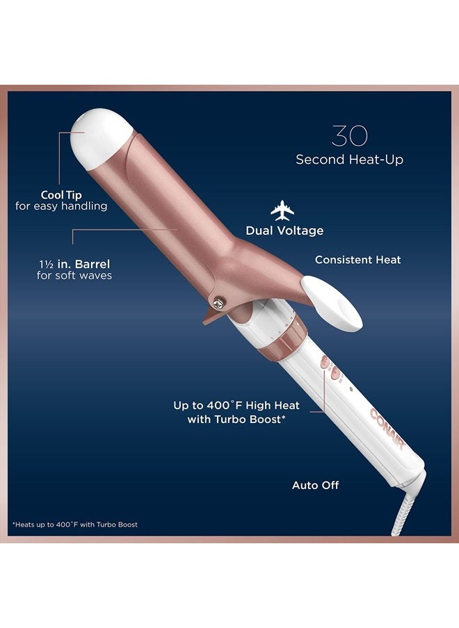 CONAIR مكواة تجعيد سيراميك مزدوجة مقاس 1 1/2 بوصة، وأسطوانة 1 ½ بوصة تنتج موجات ناعمة - للاستخدام على الشعر المتوسط والطويل  - Image 4