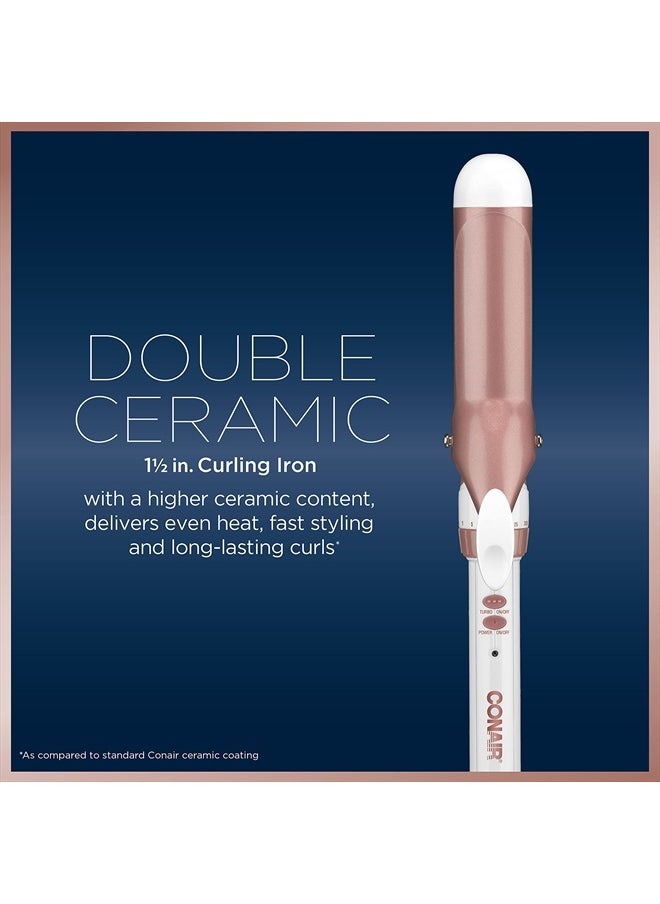 CONAIR مكواة تجعيد سيراميك مزدوجة مقاس 1 1/2 بوصة، وأسطوانة 1 ½ بوصة تنتج موجات ناعمة - للاستخدام على الشعر المتوسط والطويل  - Image 3