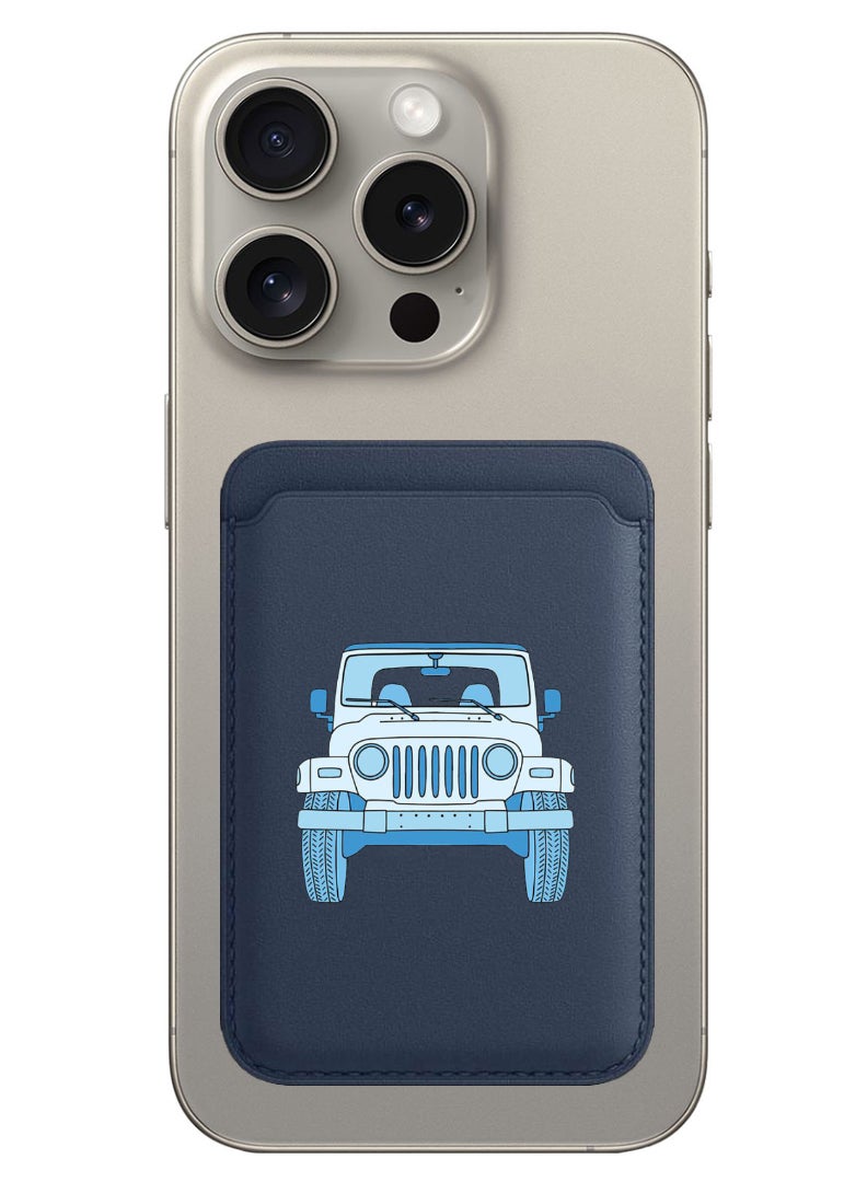 Theodor Magnetic Wallet, Compatible with MagSafe Wallet, for iPhone Wallet, for iPhone 16/15/14/13/12 Series, Not for iPhone 13/12 mini, 3 Card Holder, Vegan Leather, Navy - Jeep - Image 1