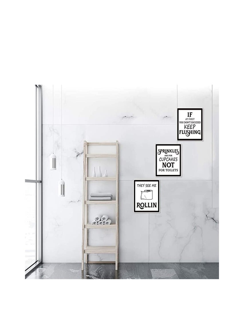 SYOSI 9 Pieces Bathroom Wall Art & Pictures Wall Decor, Vintage Bathroom Sign Bathroom Quotes and Sayings Art Prints Bathroom Posters for Wall Restroom Bathroom Decor Pictures Gift, Unframed  - Image 4