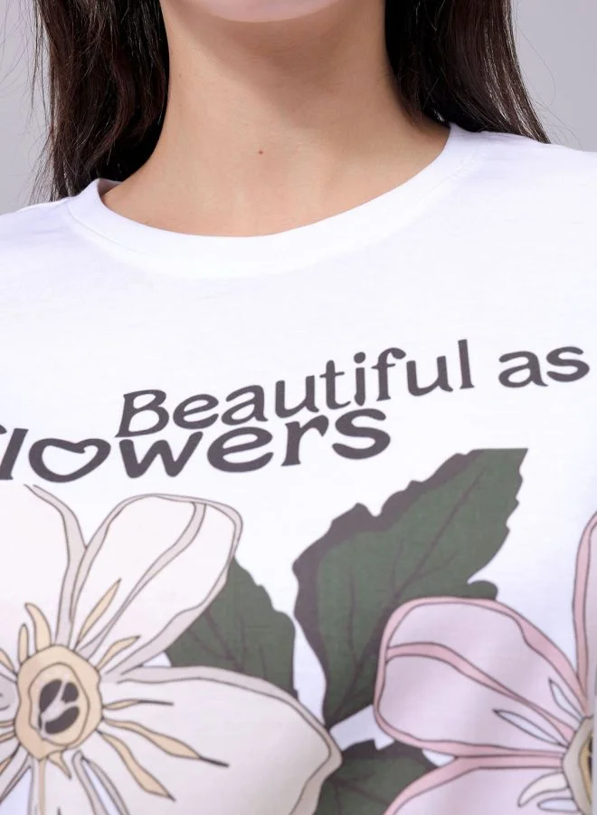 مرفوعة Women Relaxed Fit Solid Crew Neck T-Shirt