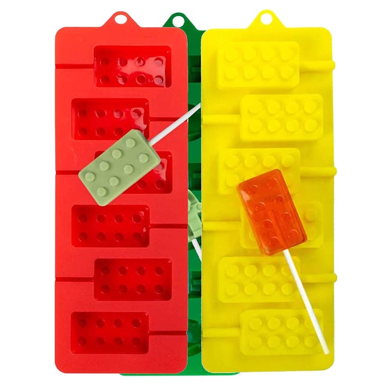 Webake Silicone Lollipop Molds, Brick Chocolate Hard Candy Lollypop Sucker Mold Set of 3 (Include 100 Paper Sticks) - Image 1