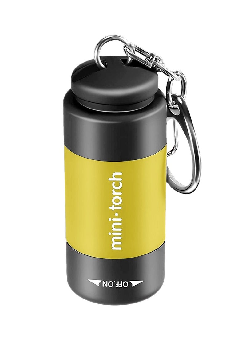 AROAQ Mini Keychain Flashlight, Usb Torch Rechargeable Colorful Led Flashlight, Portable Bright Flashlight Keychain, High-powered Keychain Lamp With Hook For Camping, (Yellow)  - Image 1