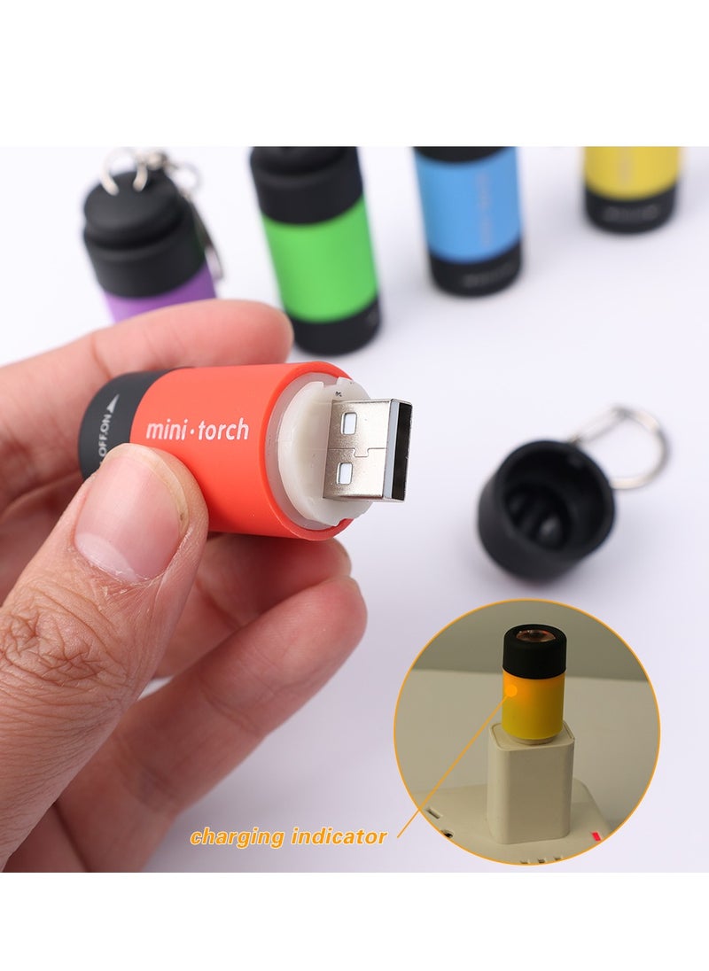 AROAQ Mini Keychain Flashlight, Usb Torch Rechargeable Colorful Led Flashlight, Portable Bright Flashlight Keychain, High-powered Keychain Lamp With Hook For Camping, (Yellow)  - Image 2