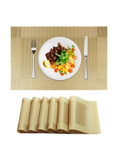 Zibuyu ZIBUYU® 6Pcs Table Mat, PVC Placemats for Dining Table Mat Resistant Dish Placemats for Dining Table Wedding Banquet Placemat, Golden, Dining Table Accessories for Home, 17.7x11.8 Inches  - Image 1