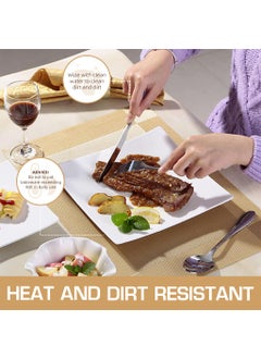 Zibuyu ZIBUYU® 6Pcs Table Mat, PVC Placemats for Dining Table Mat Resistant Dish Placemats for Dining Table Wedding Banquet Placemat, Golden, Dining Table Accessories for Home, 17.7x11.8 Inches  - Image 4