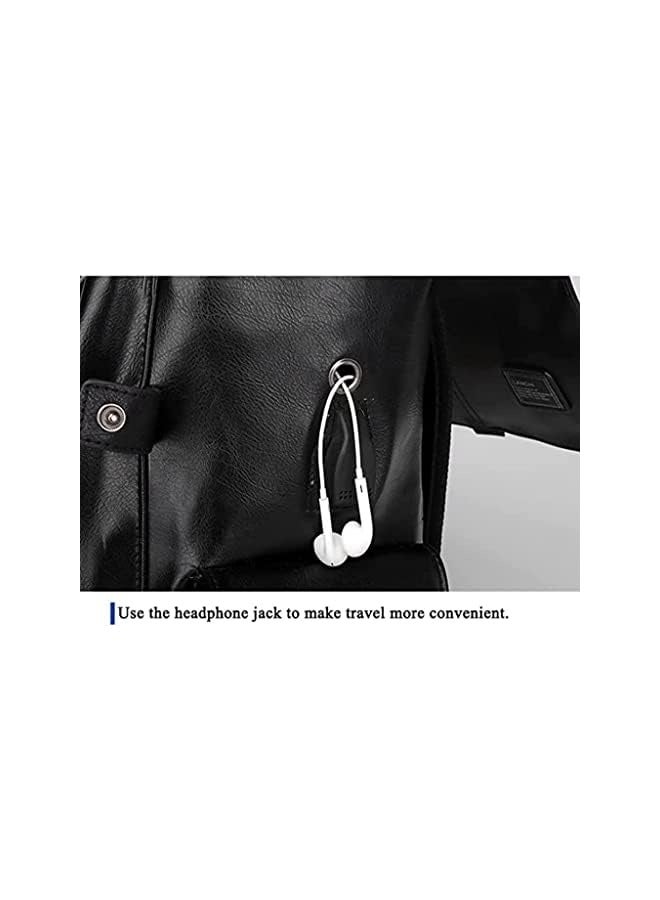 PROMASS Fashion Man Vintage Retro Backpack PU Leather Travel Bag laptop backpack School Bookbag for College Travel Backpack designed for 15 Inch Macbook Computer  - Image 4