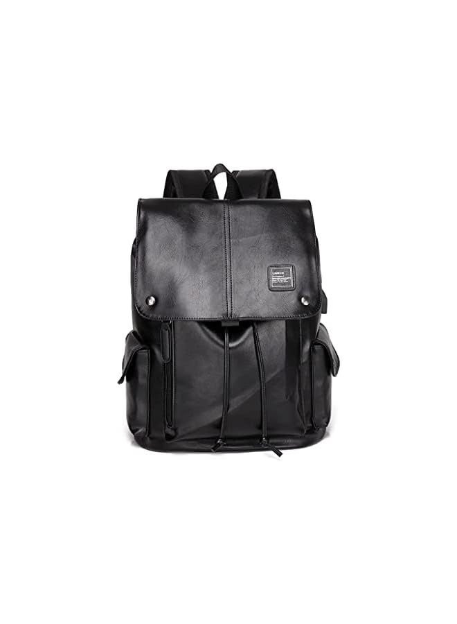 PROMASS Fashion Man Vintage Retro Backpack PU Leather Travel Bag laptop backpack School Bookbag for College Travel Backpack designed for 15 Inch Macbook Computer  - Image 1