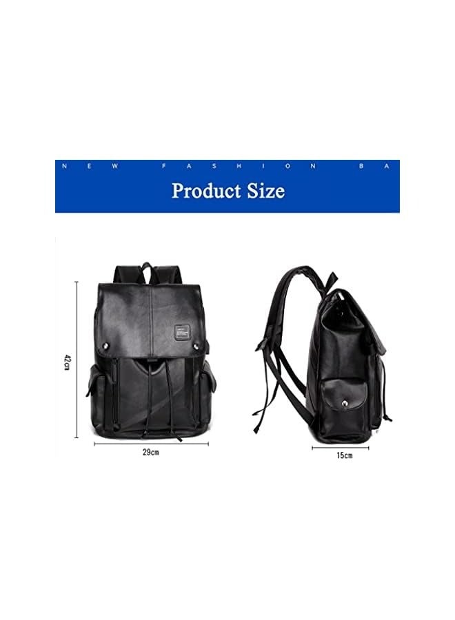 PROMASS Fashion Man Vintage Retro Backpack PU Leather Travel Bag laptop backpack School Bookbag for College Travel Backpack designed for 15 Inch Macbook Computer  - Image 5