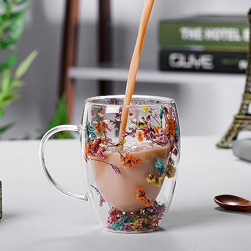WRINGO 350ML Double Walled Borosilicate Coffee Mug Tall Glass, Latte Cups, Cappuccino and Hot Chocolate Mugs with Handle, Clear Glass,Microwave Safe Zero Lead (Set of 2) - Image 3