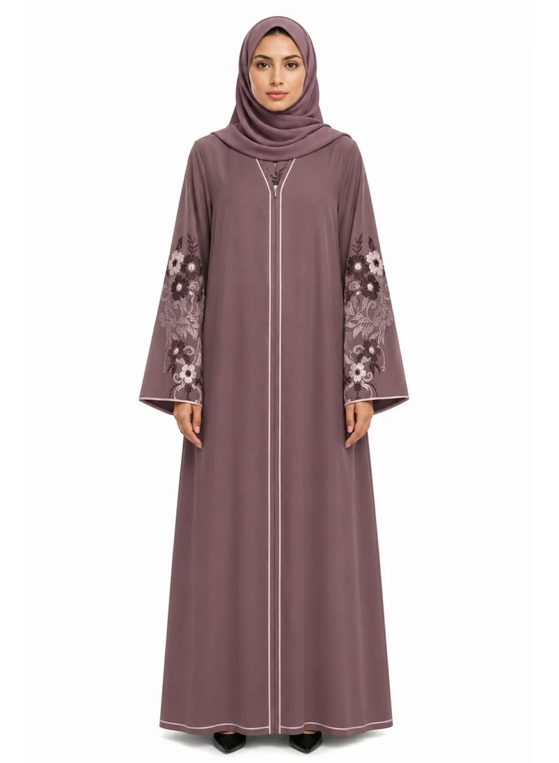 عباءات ريم Embroidered Hem Abaya with Matching Sheila