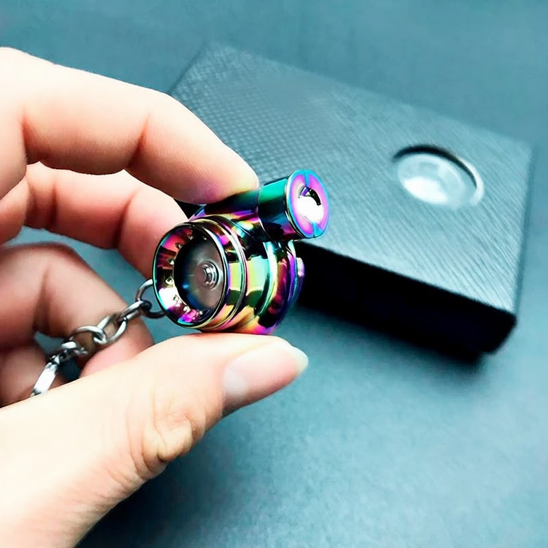 Cross-border car turbo keychain metal creative high-end luminous LED turbo car keychain pendant Boxed---Red - Image 5