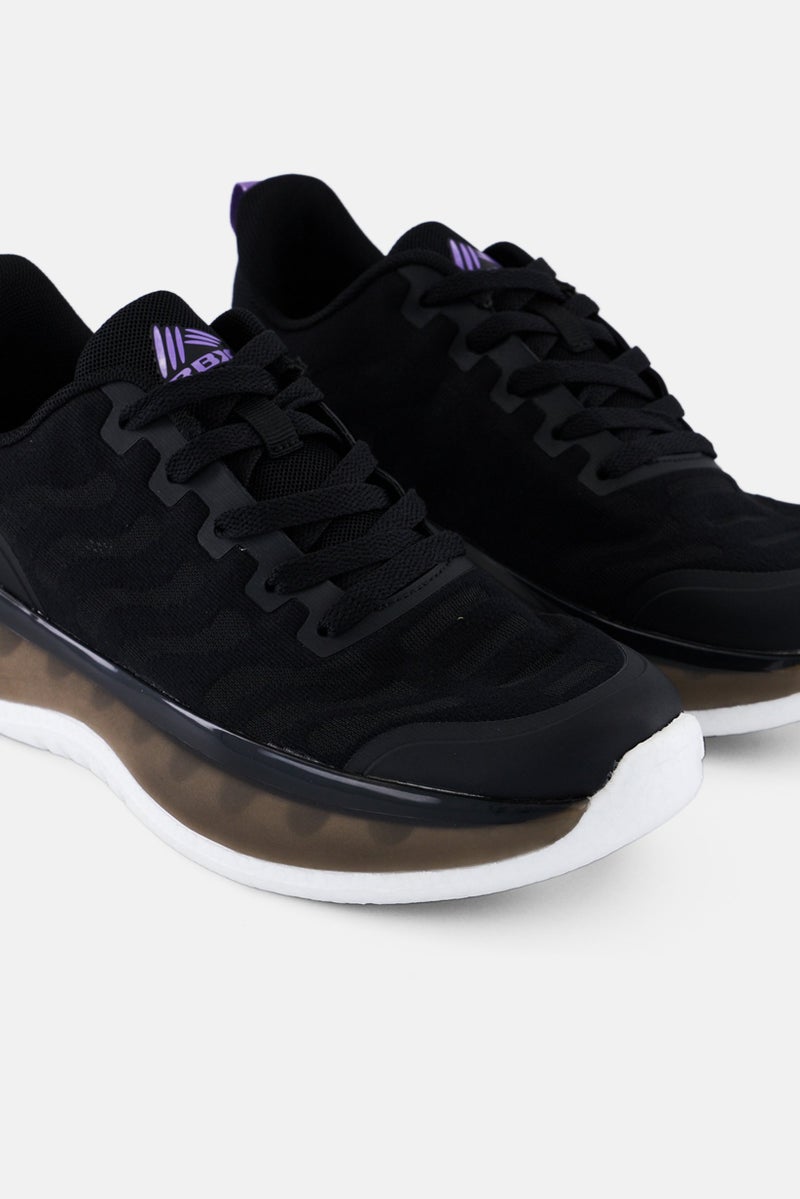 RBX Women Brand Logo Lace Up Training Shoes, Black - Image 4