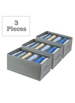 Generic 3 Pieces - Wardrobe & Drawer Clothes Organizer ( 6 Grids ) Foldable - Grey  - Image 1