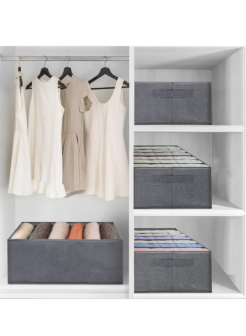 3 Pieces - Wardrobe & Drawer Clothes Organizer ( 6 Grids ) Foldable - Grey  - Image 2