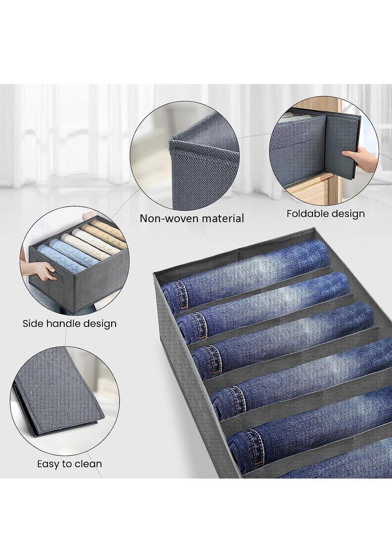 3 Pieces - Wardrobe & Drawer Clothes Organizer ( 6 Grids ) Foldable - Grey  - Image 3