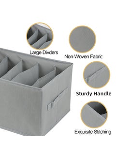 Generic 3 Pieces - Wardrobe & Drawer Clothes Organizer ( 6 Grids ) Foldable - Grey  - Image 4