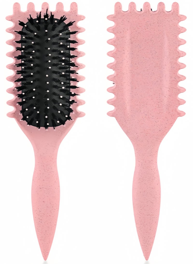 كيفن فرشاة تصفيف الشعر المجعد، فرشاة الشعر المجعد، فرشاة فك تشابك الشعر الجاف والمبلل، الأداة الأساسية لتشكيل وتصفيف تجعيدات شعرك، احصلي على تجعيدات محددة تمامًا (وردي) - Image 3