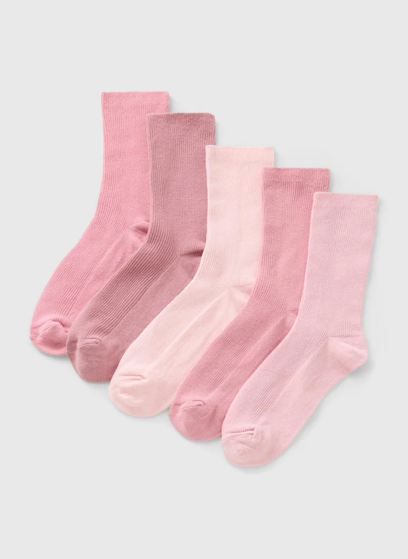 Matalan 5 Pack Pink Tonal Socks
