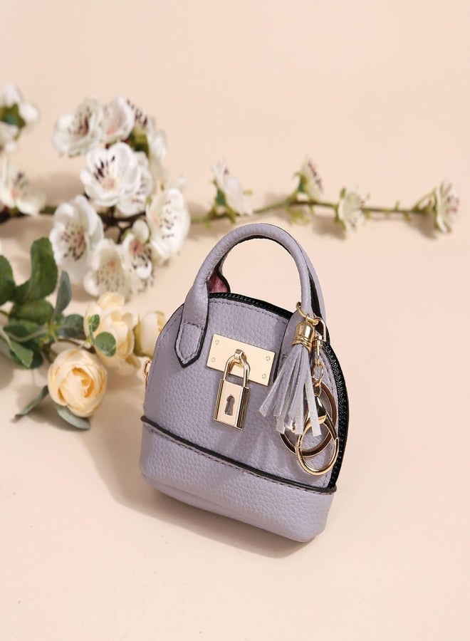 Zitokin Mini Tote Purse Keychain, Cute Tote Bag Coin Purse Keychain, Mini Backpack Keychain Wallet PU Leather (Purple) - Image 2