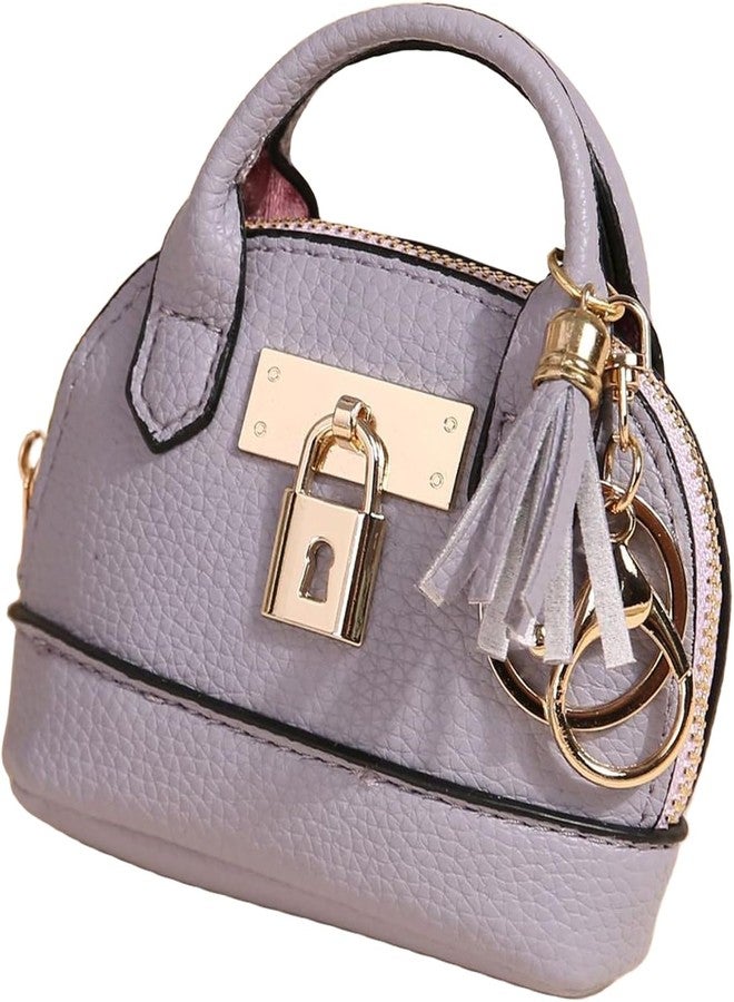 Zitokin Mini Tote Purse Keychain, Cute Tote Bag Coin Purse Keychain, Mini Backpack Keychain Wallet PU Leather (Purple) - Image 1