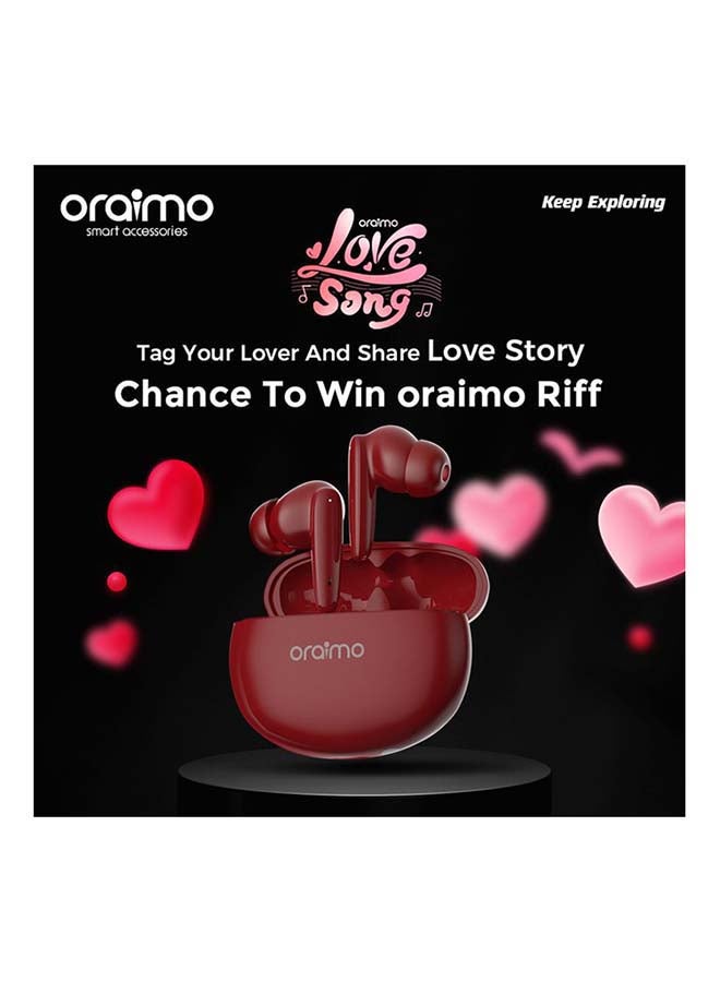 Oraimo TWS Riff OEB-E02D Bluetooth 5.0 Earbuds Built-in Mic and Stereo Bass Sound Red - Image 4