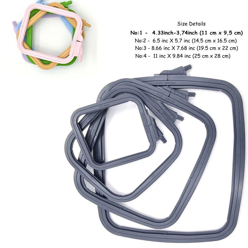 Nurge Square Embroidery Hoop - Plastic Cross Stitch Frame for Needlepoint & Embroidery - Adjustable Craft Hoop - Anthracite - No:1 (X Small) - Image 2