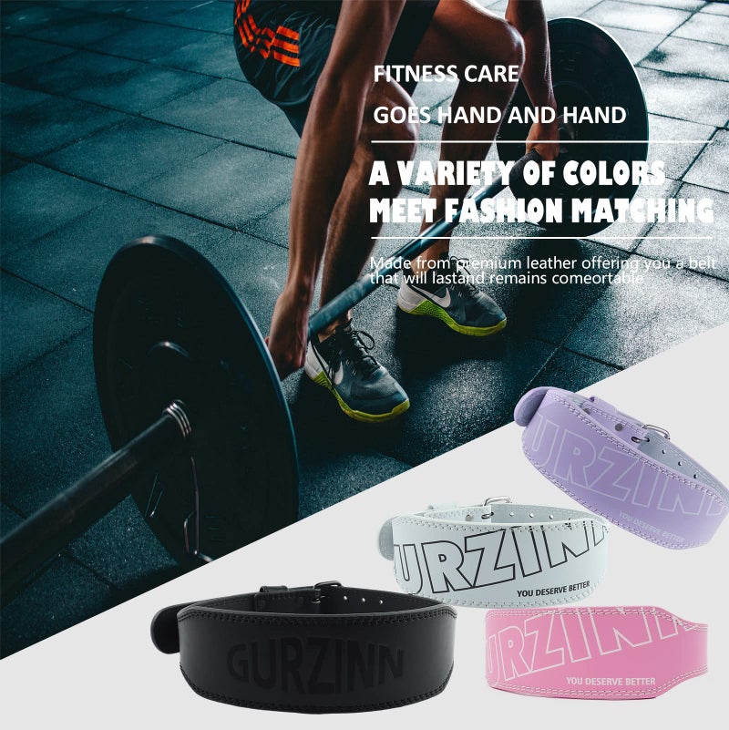 GurZinn Weight Lifting Belt For Men & Women - Leather Gym Belts For Weightlifting Powerlifting Strength Training Squat Or Deadlift Workout Up(B-Black/Xs) - Image 5
