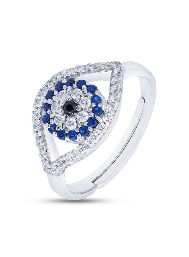 ZAVYA 925 Sterling Silver Rhodium Plated Classic Evil eye Ring | Gift for Women & Girls | 1 Year Plating Warranty|Rakhi Gift For Sister - Image 1