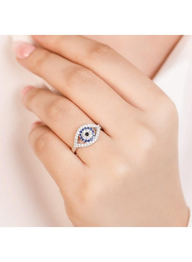 ZAVYA 925 Sterling Silver Rhodium Plated Classic Evil eye Ring | Gift for Women & Girls | 1 Year Plating Warranty|Rakhi Gift For Sister - Image 3