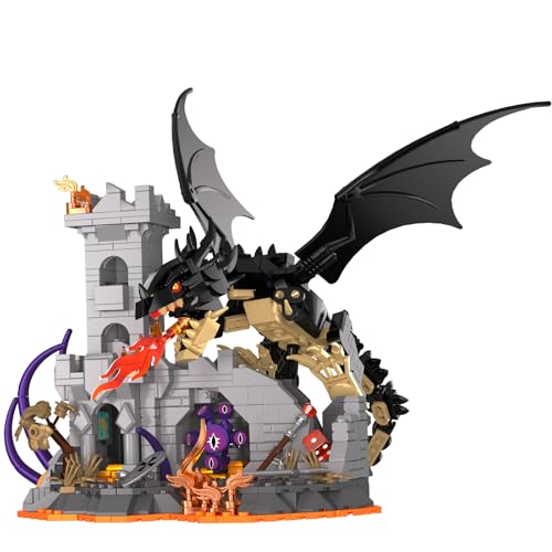 Brihappen Dragon Fire Castle Building Blocks Set for Adults Boys Girls Creative Dragon Fire Castle Building Toy Halloween Decor Home Office Collect and Display Models Birthday Gifts 919 Pieces - Image 1
