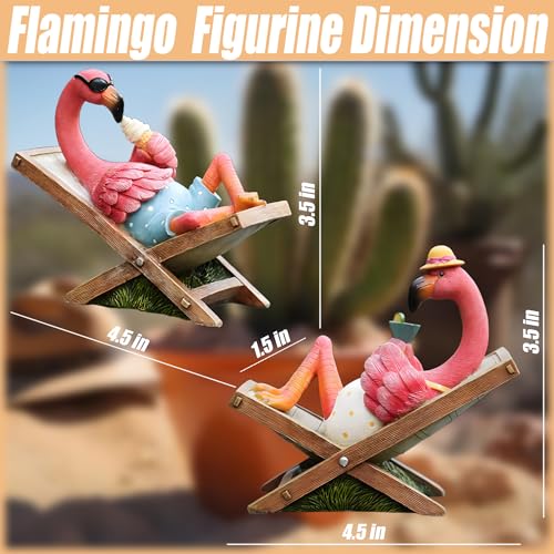 MUAMAX 2Pcs Pink Flamingo Figurines Resin Flamingo Bird Sculpture,Small Flamingo Ornaments for Coastal Home Wedding Decor, Housewarming Flamingo Gifts for Woman,Desk Tropical Holiday Decoration - Image 2