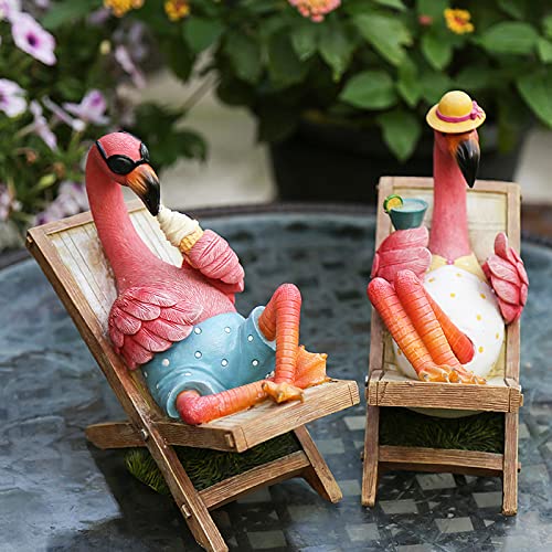 MUAMAX 2Pcs Pink Flamingo Figurines Resin Flamingo Bird Sculpture,Small Flamingo Ornaments for Coastal Home Wedding Decor, Housewarming Flamingo Gifts for Woman,Desk Tropical Holiday Decoration - Image 3