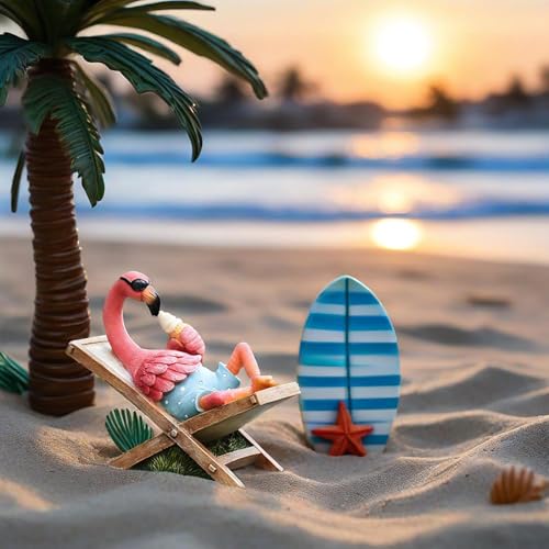 MUAMAX 2Pcs Pink Flamingo Figurines Resin Flamingo Bird Sculpture,Small Flamingo Ornaments for Coastal Home Wedding Decor, Housewarming Flamingo Gifts for Woman,Desk Tropical Holiday Decoration - Image 4