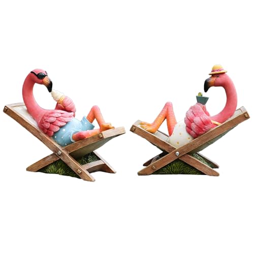 MUAMAX 2Pcs Pink Flamingo Figurines Resin Flamingo Bird Sculpture,Small Flamingo Ornaments for Coastal Home Wedding Decor, Housewarming Flamingo Gifts for Woman,Desk Tropical Holiday Decoration - Image 1