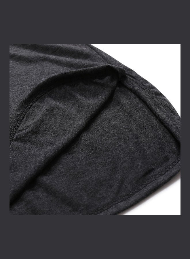 NIBEMINENT Fashion Simple Short Sleeve Cotton Blend Pullover Slim T-Shirt black - Image 5