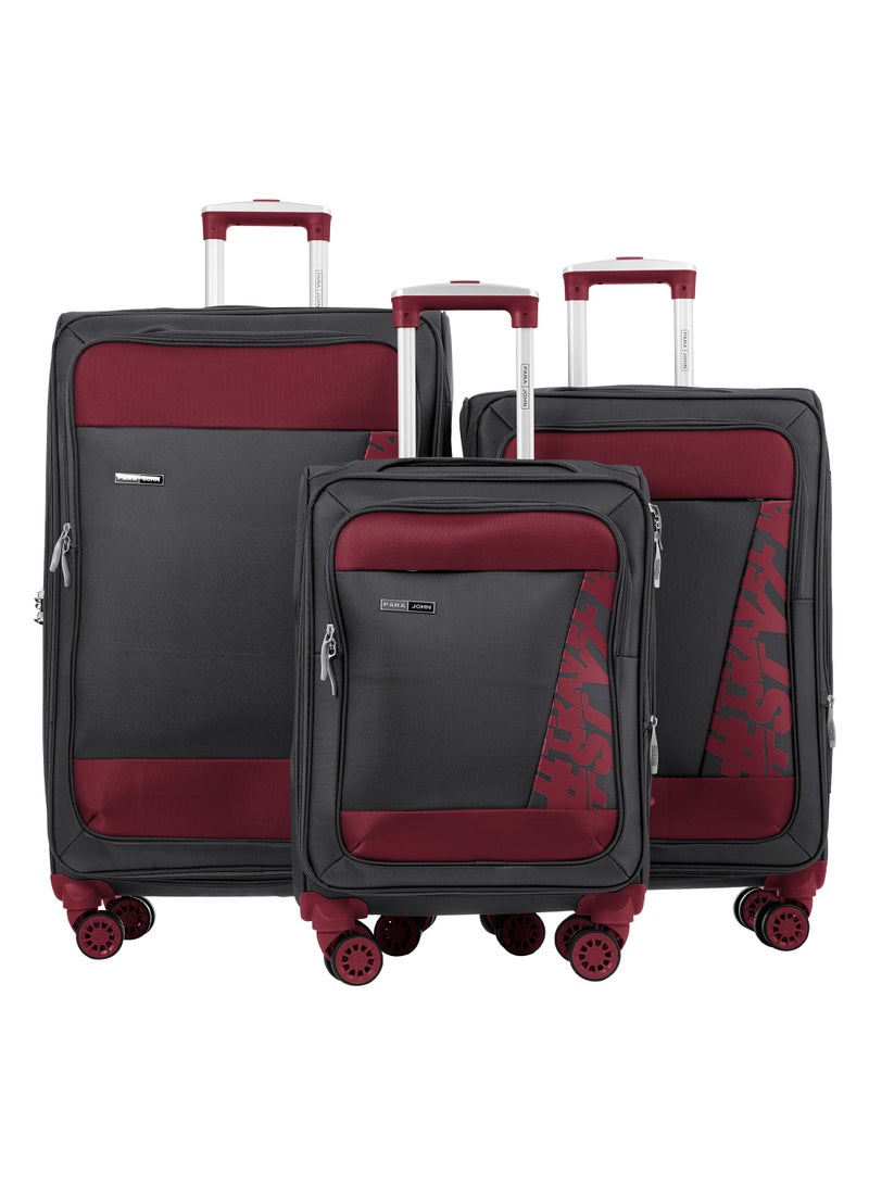 Hyper Trek 3 Pieces Set 8 Wheels Soft Luggage - Grey