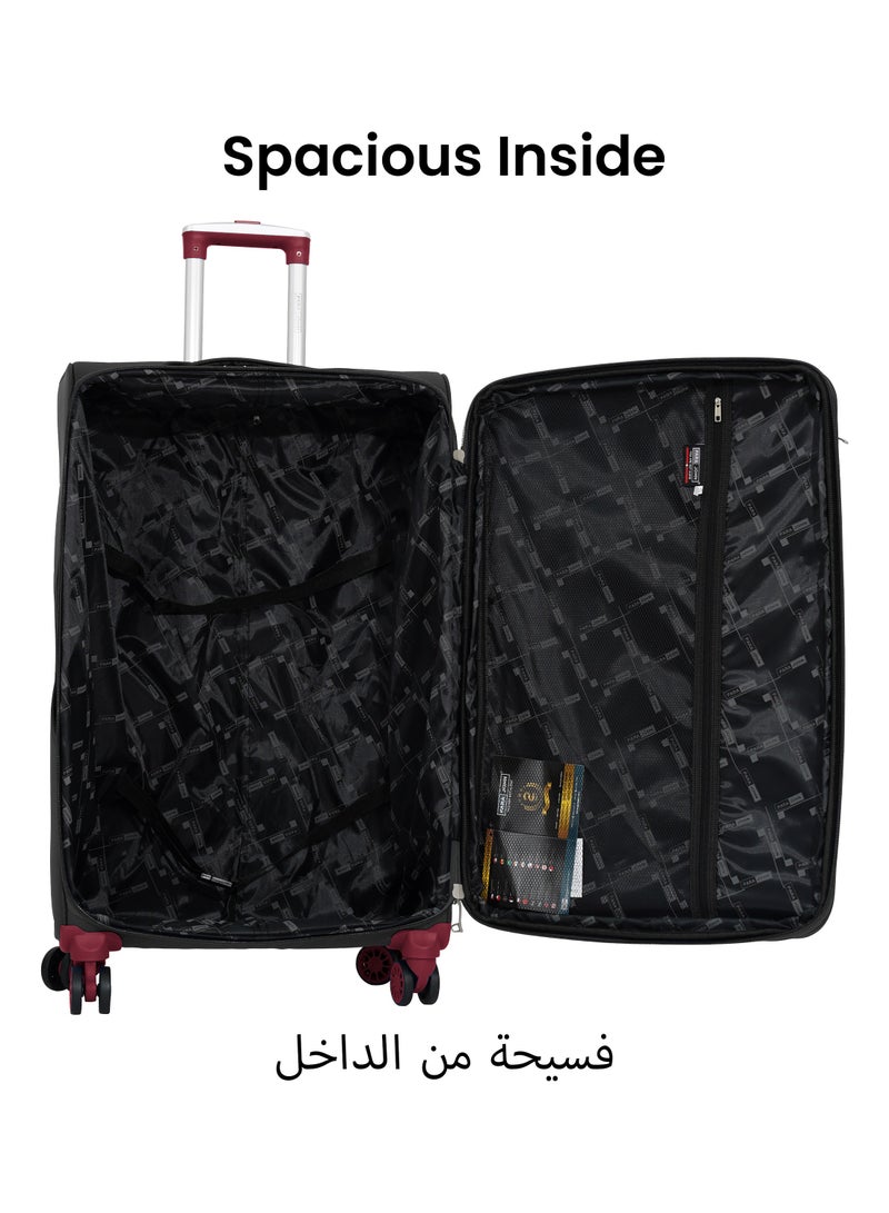 Hyper Trek 3 Pieces Set 8 Wheels Soft Luggage - Grey